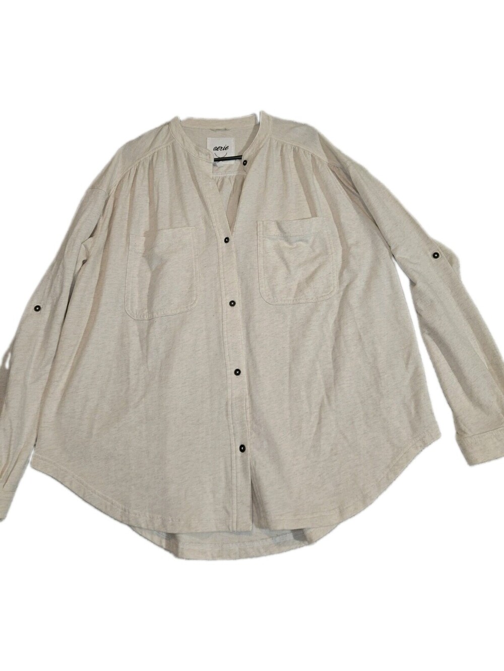 Aerie NWT Button Up Top 💯 cotton Long Sleeve M Oversized Lagonlook Basic